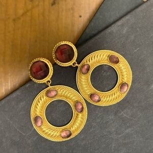 Julie Vos Olympia Statement Earrings- Iridescent Bordeaux EUC